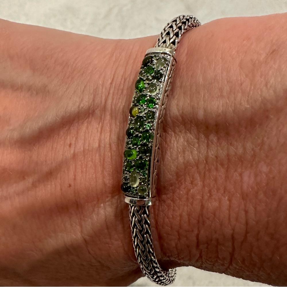 John Hardy cable bracelet with colorful stone-filled plate